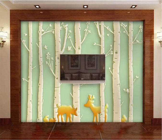 3D Deer Forest 1664 Wall Murals Wallpaper AJ Wallpaper 2 