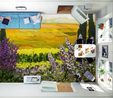 3D Flower Bush Yellow Field 9660 Allan P. Friedlander Floor Mural