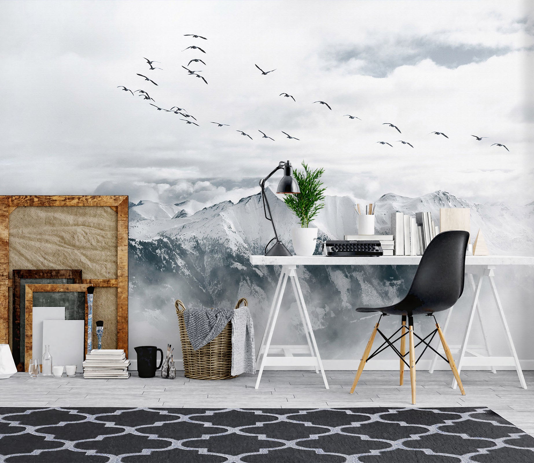 3D Mountain Geese 1027 Wall Murals