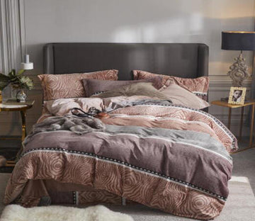 3D Dark Brown 20014 Bed Pillowcases Quilt