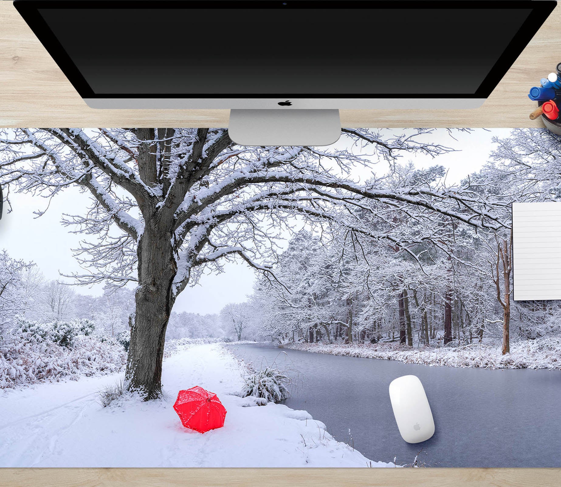 3D Snow Tree 7771 Assaf Frank Desk Mat
