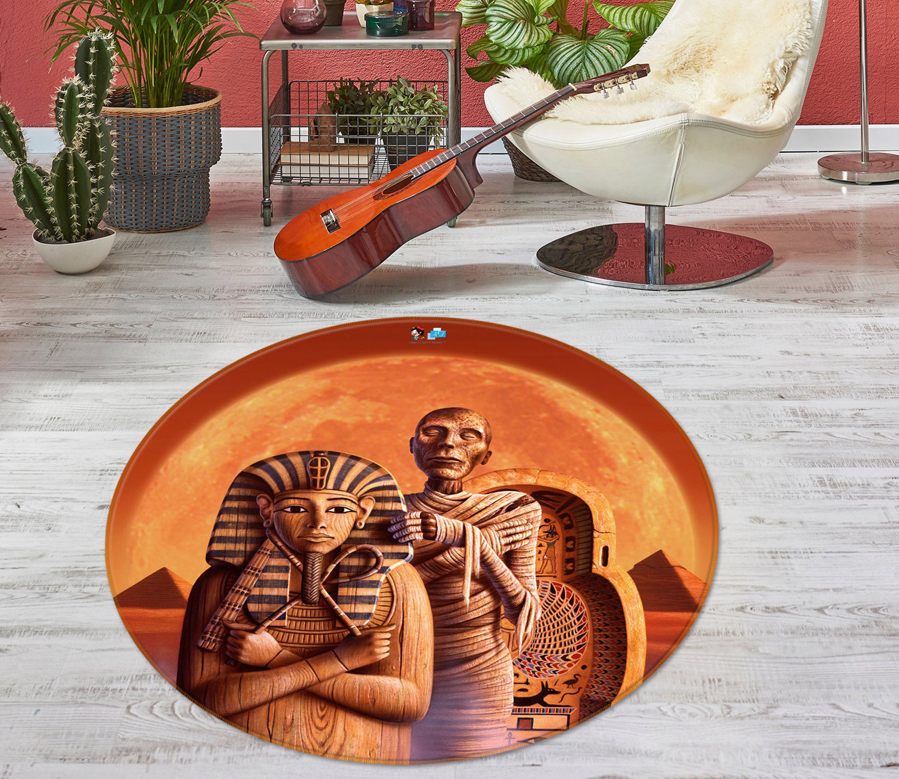 3D Pyramid 85136 Jerry LoFaro Rug Round Non Slip Rug Mat