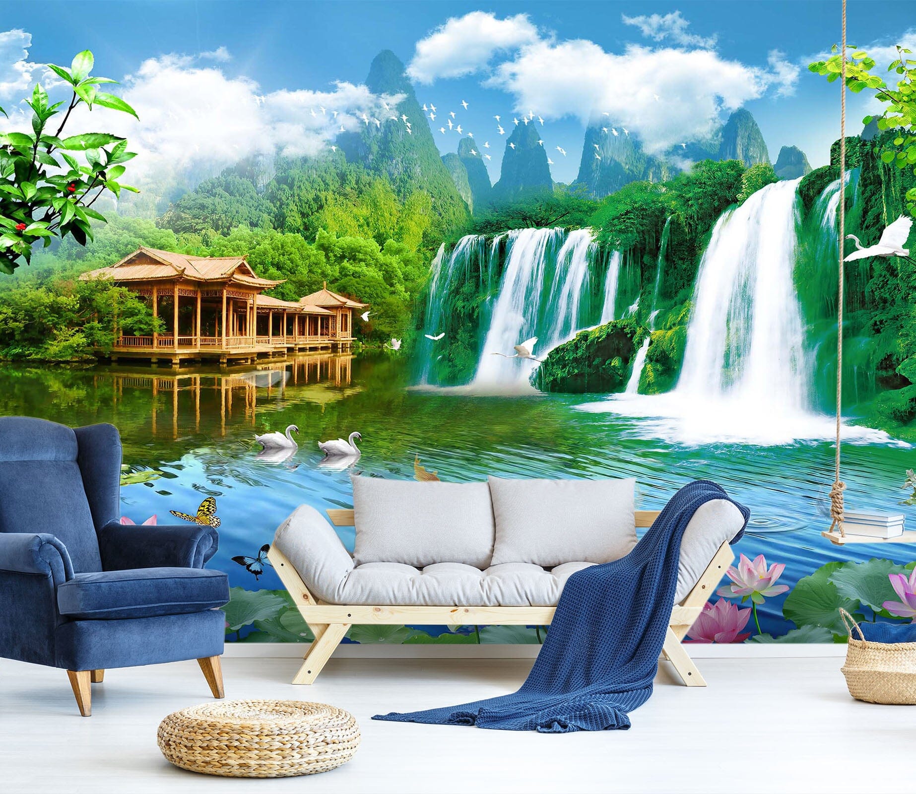 3D Running Water1424 Wall Murals Wallpaper AJ Wallpaper 2 