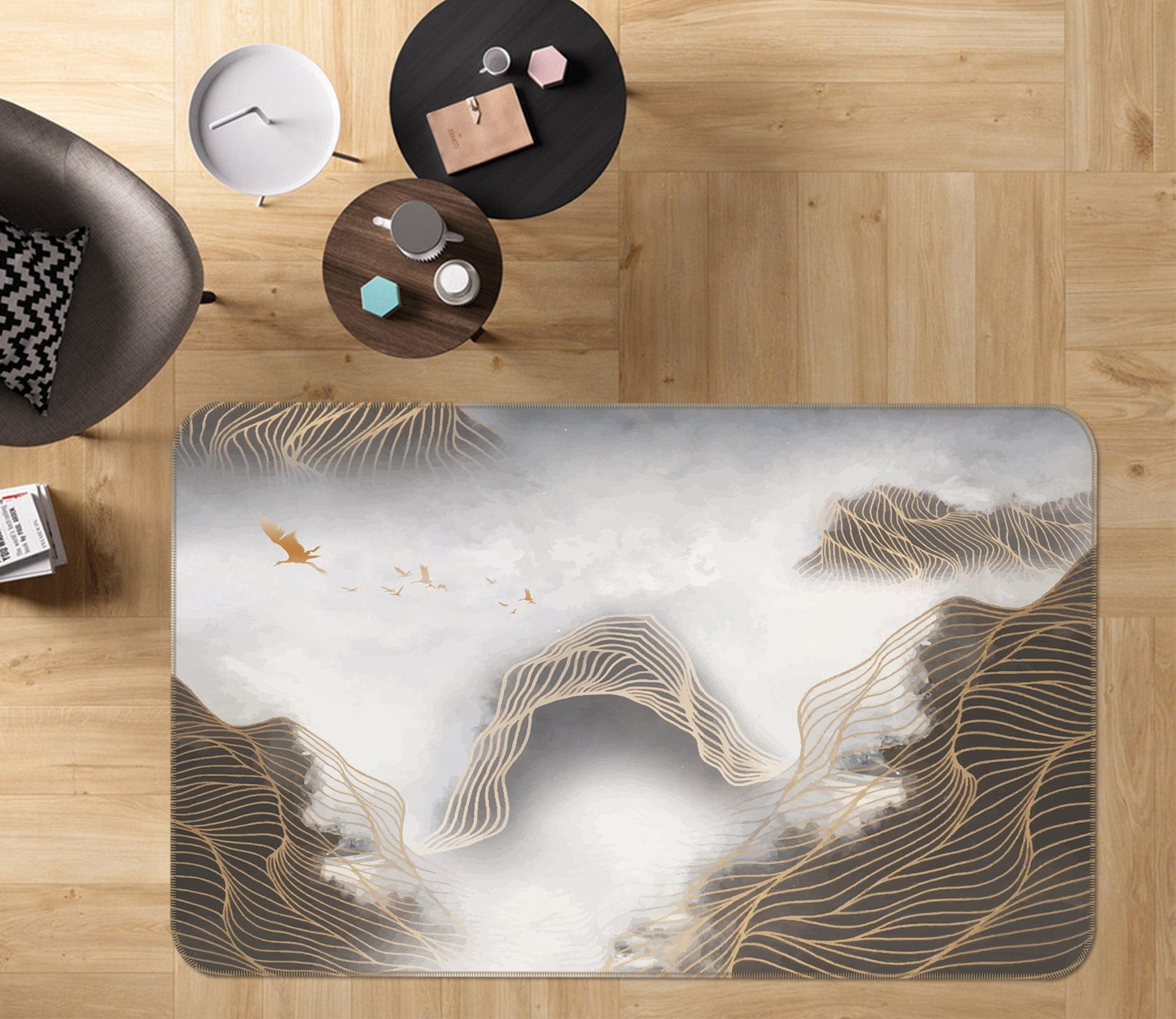 3D Wavy Lines 65150 Non Slip Rug Mat