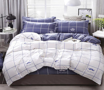 3D White Grid 12014 Bed Pillowcases Quilt