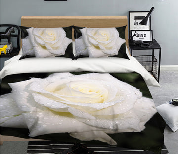 3D White Rose 097 Bed Pillowcases Quilt