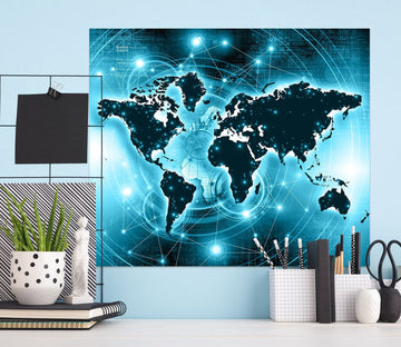 3D Blue Rays 235 World Map Wall Sticker Wallpaper AJ Wallpaper 2 