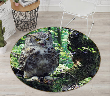 3D Owl Trunk 82258 Animal Round Non Slip Rug Mat