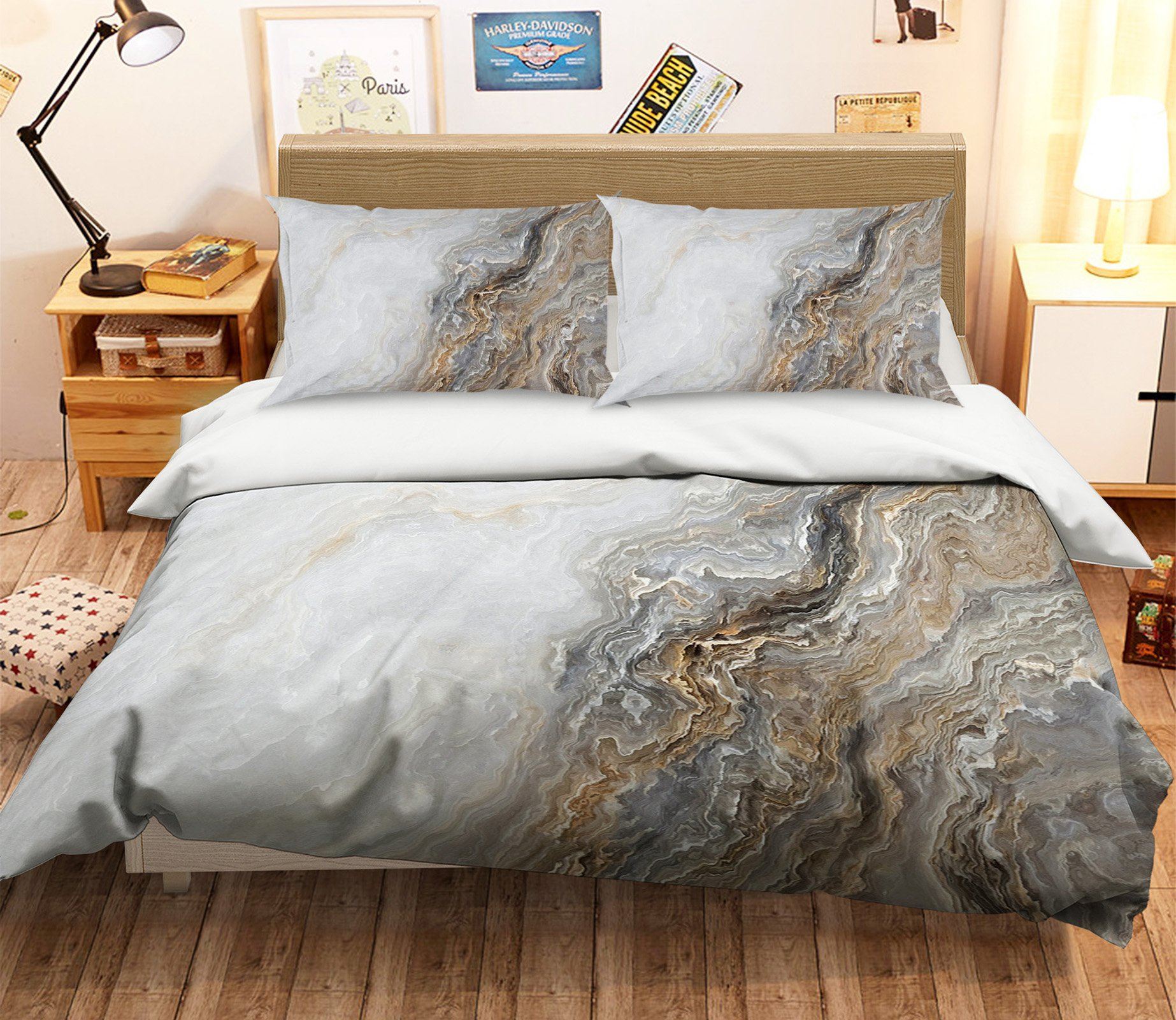 3D Oil Painting Wave Pattern 063 Bed Pillowcases Quilt Wallpaper AJ Wallpaper 