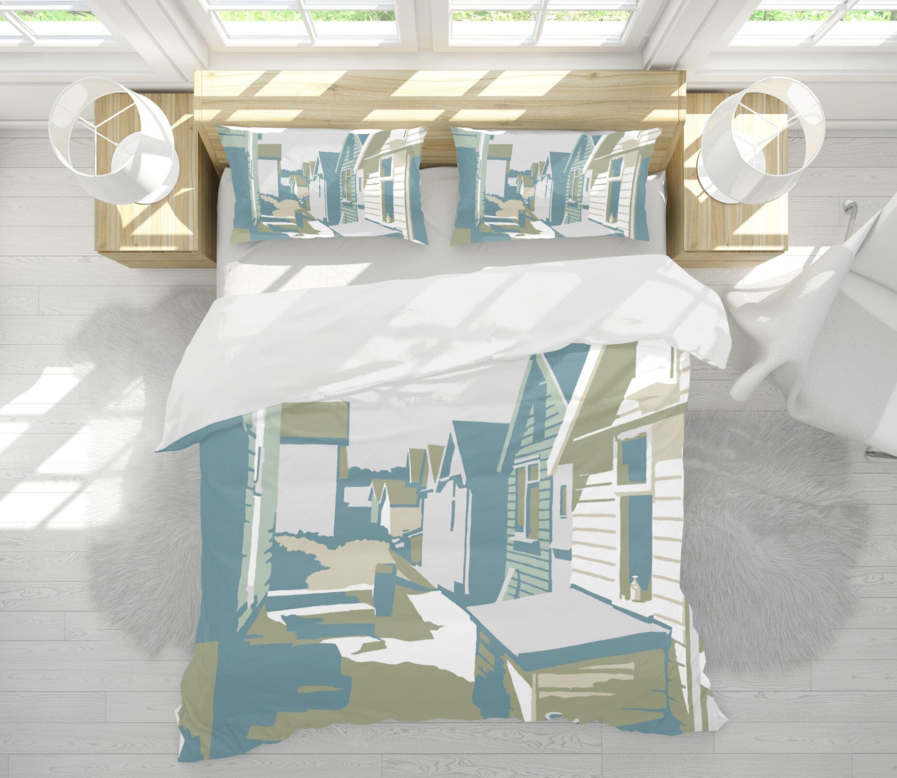 3D Mudeford Beach Huts 2029 Steve Read Bedding Bed Pillowcases Quilt Quiet Covers AJ Creativity Home 