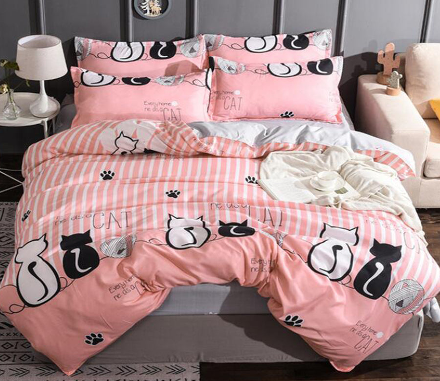 3D Black And White Cat Footprints 13099 Bed Pillowcases Quilt