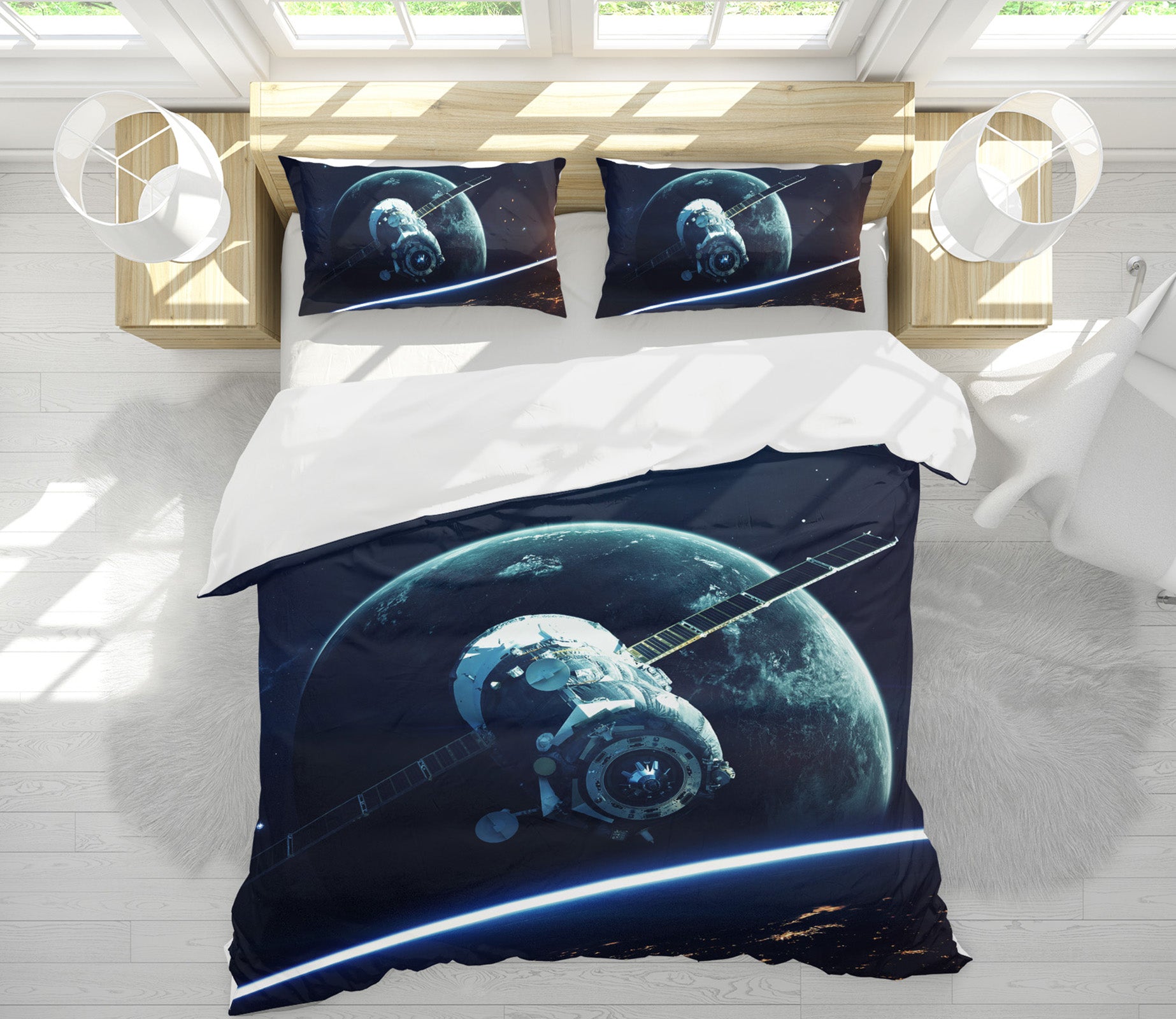 3D Planetary Satellite 60105 Bed Pillowcases Quilt