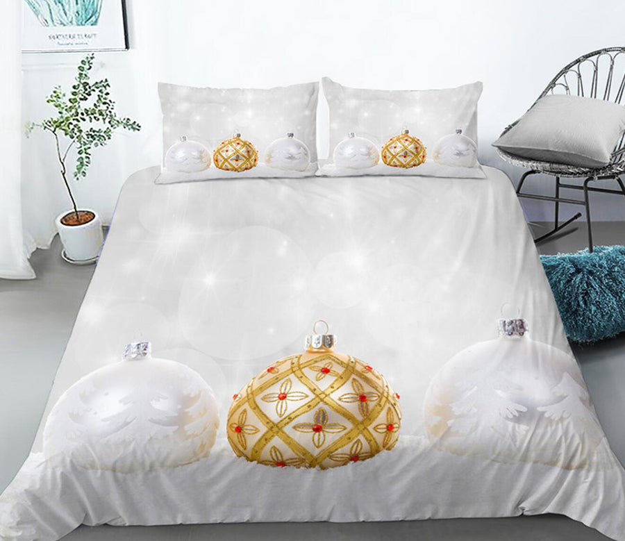 3D Golden White Sphere 46032 Christmas Quilt Duvet Cover Xmas Bed Pillowcases