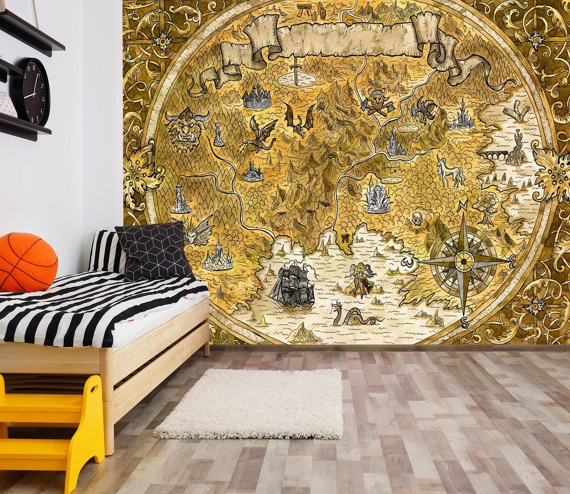 3D Yellow Valley 2150 World Map Wall Murals Wallpaper AJ Wallpaper 2 