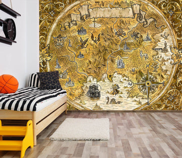 3D Yellow Valley 2150 World Map Wall Murals Wallpaper AJ Wallpaper 2 