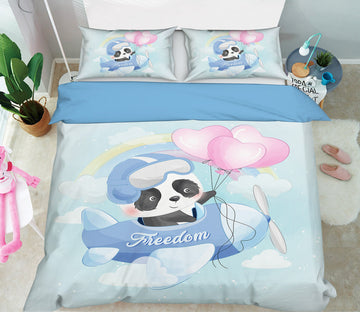 3D Airplane Panda Cloud 58215 Bed Pillowcases Quilt