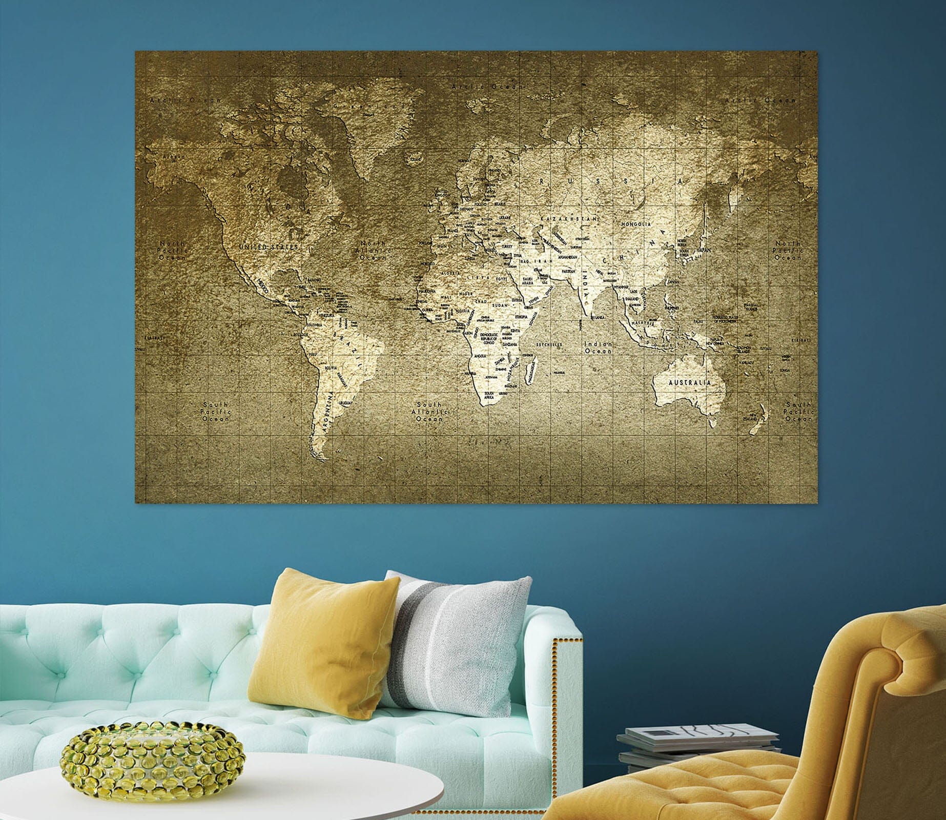 3D Seven Oceans 128 World Map Wall Sticker Wallpaper AJ Wallpaper 2 