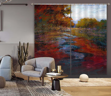 3D Red Leaves 245 Michael Tienhaara Curtain Curtains Drapes Curtains AJ Creativity Home 