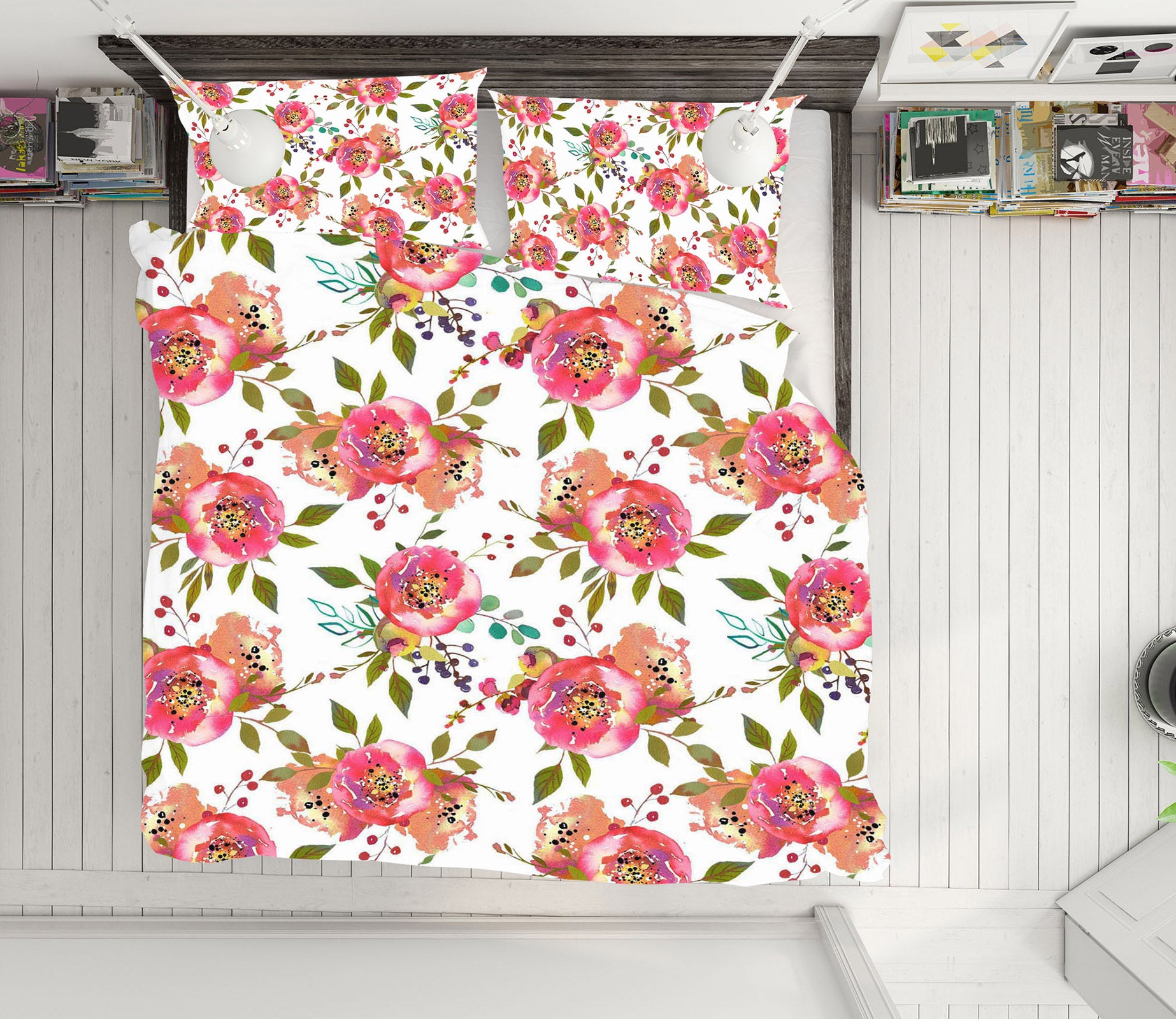 3D Pink Red Flowers 18186 Uta Naumann Bedding Bed Pillowcases Quilt