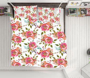 3D Pink Red Flowers 18186 Uta Naumann Bedding Bed Pillowcases Quilt