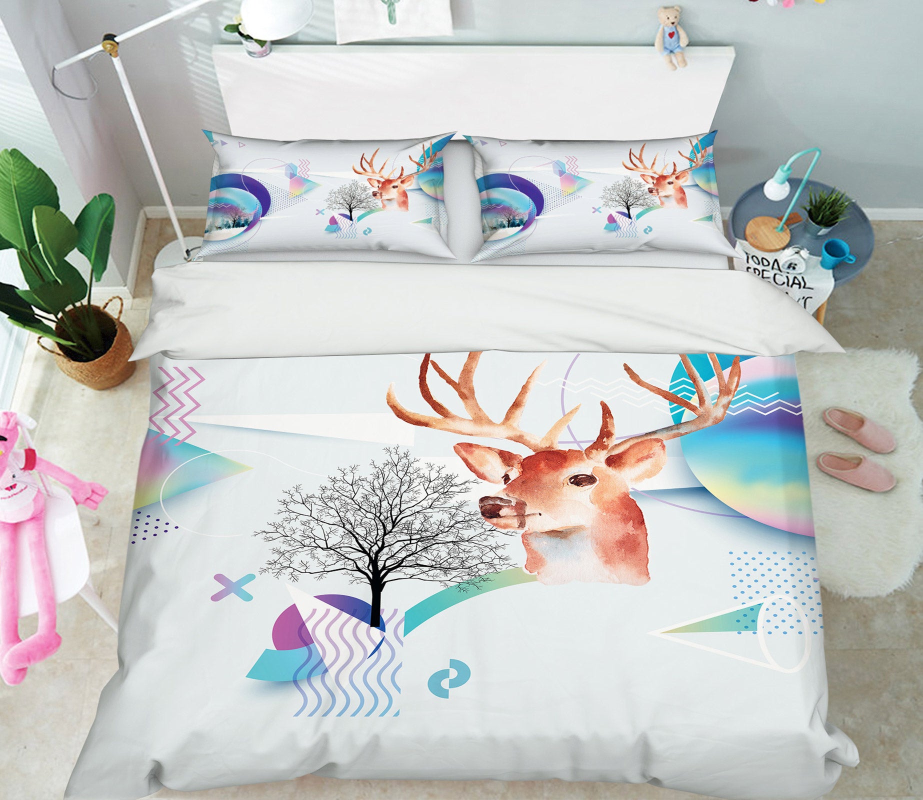 3D Deer Color 12104 Bed Pillowcases Quilt