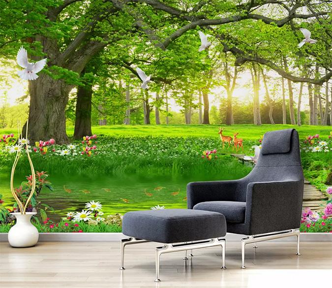 3D Forest Green 050 Wall Murals Wallpaper AJ Wallpaper 2 