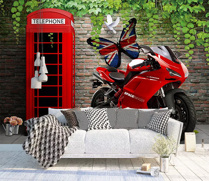 3D Red Motorcycle 1159 Wall Murals Wallpaper AJ Wallpaper 2 