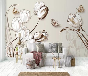 3D Flower Butterfly 1936 Wall Murals Wallpaper AJ Wallpaper 2 