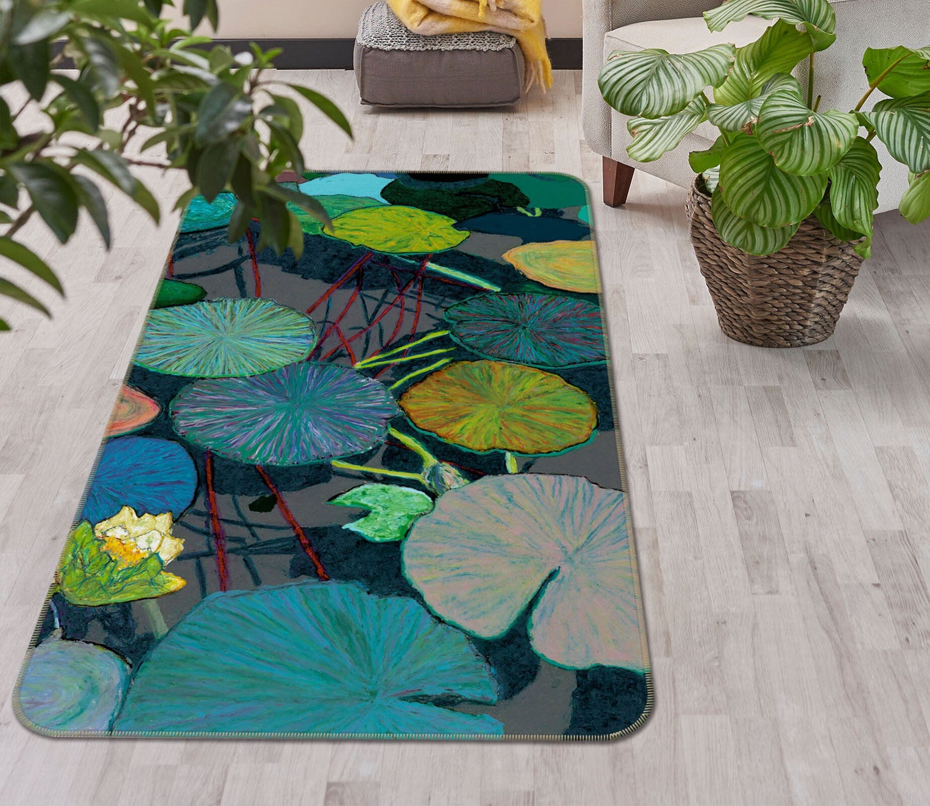 3D Lotus Leaf 1009 Allan P. Friedlander Rug Non Slip Rug Mat Mat AJ Creativity Home 