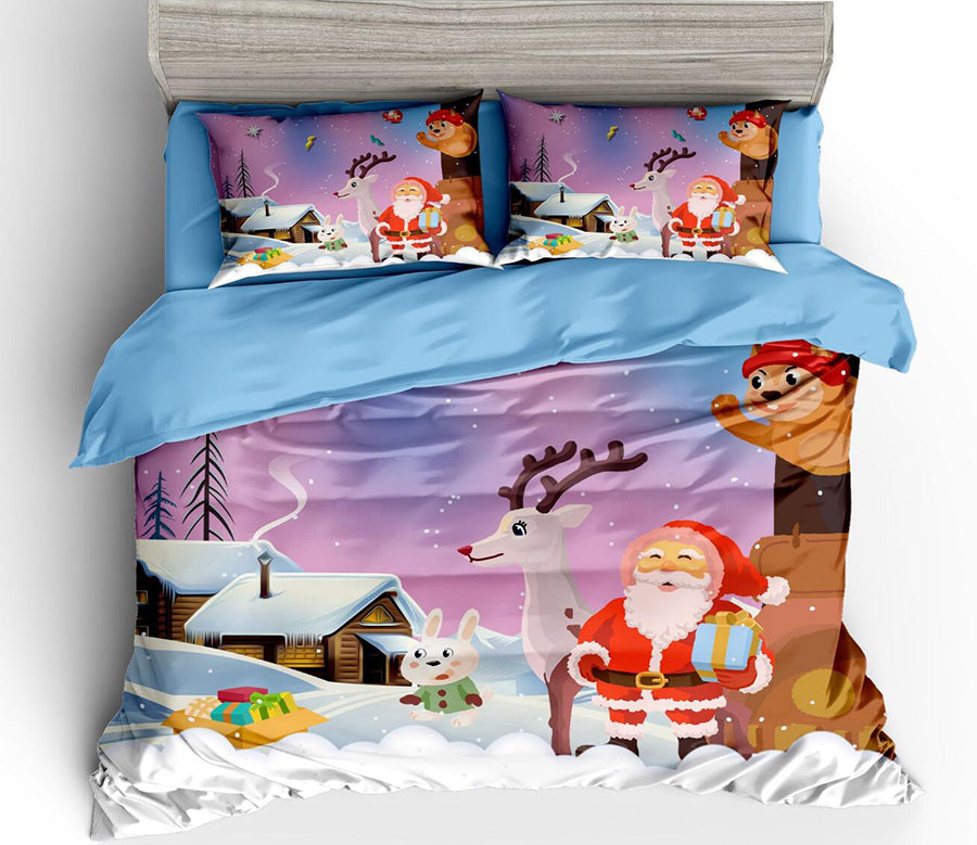 3D Santa Deer House 46067 Christmas Quilt Duvet Cover Xmas Bed Pillowcases