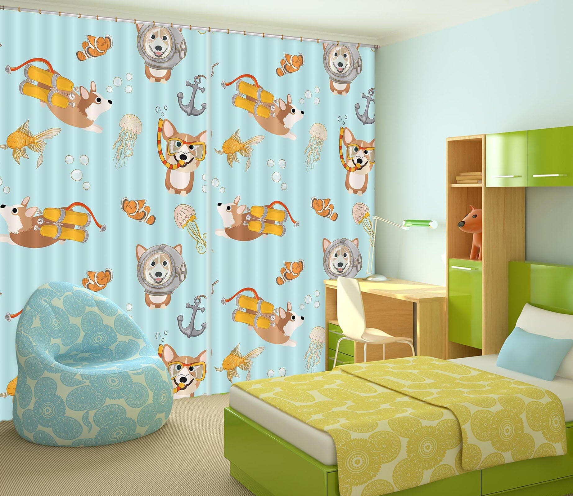 3D Puppy Bubble 122 Uta Naumann Curtain Curtains Drapes Curtains AJ Creativity Home 