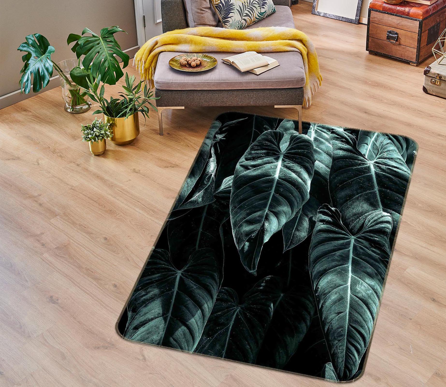 3D Leaves 84141 Boris Draschoff Rug Non Slip Rug Mat