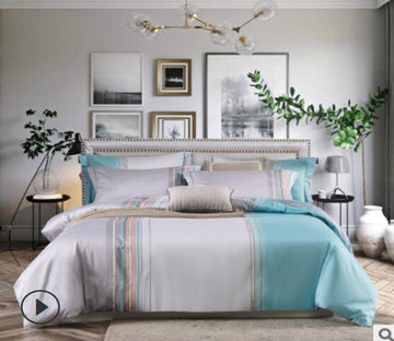 3D Light Grey Green 20147 Bed Pillowcases Quilt