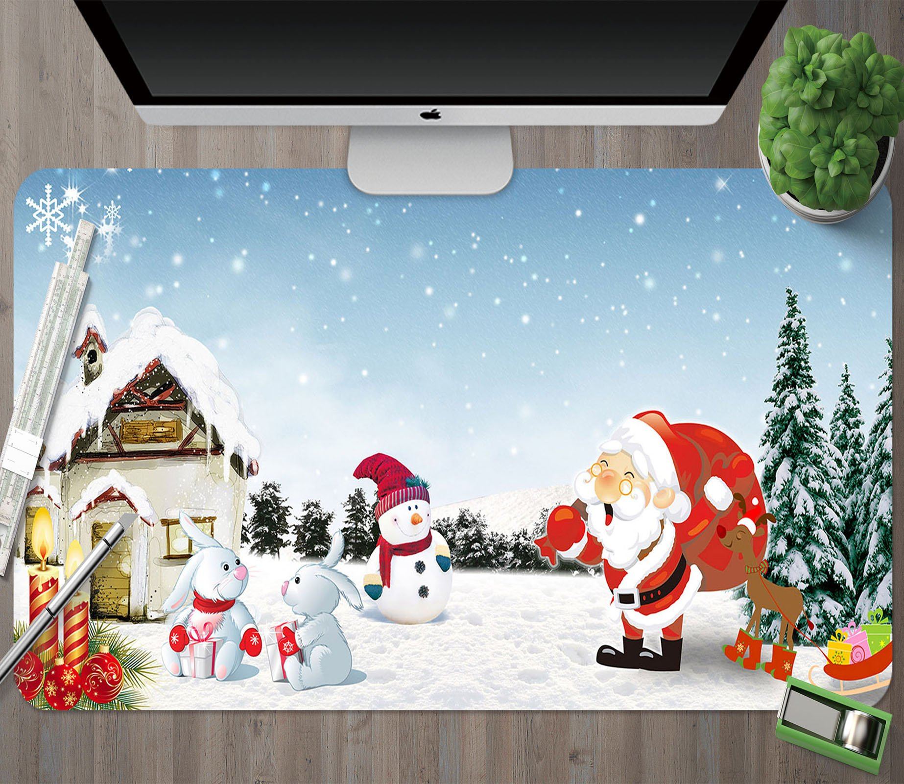 3D Cartoon Rabbit Deer 041 Desk Mat Mat AJ Creativity Home 