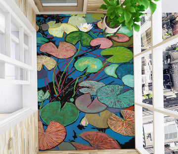 3D Lotus Leaf Pattern Painting 96126 Allan P. Friedlander Floor Mural