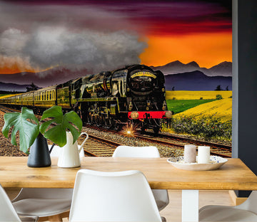 3D Wheat Field Train 273 Vehicle Wall Murals