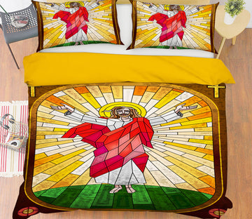 3D Blocky Jesus Statue 13165 Bed Pillowcases Quilt