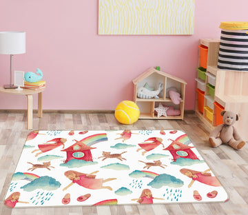 3D Girl Rainbow Rain 35212 Non Slip Rug Mat