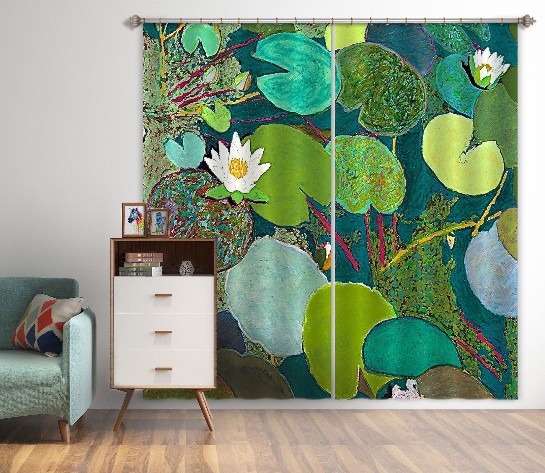 3D Lotus Pond 227 Allan P. Friedlander Curtain Curtains Drapes Curtains AJ Creativity Home 