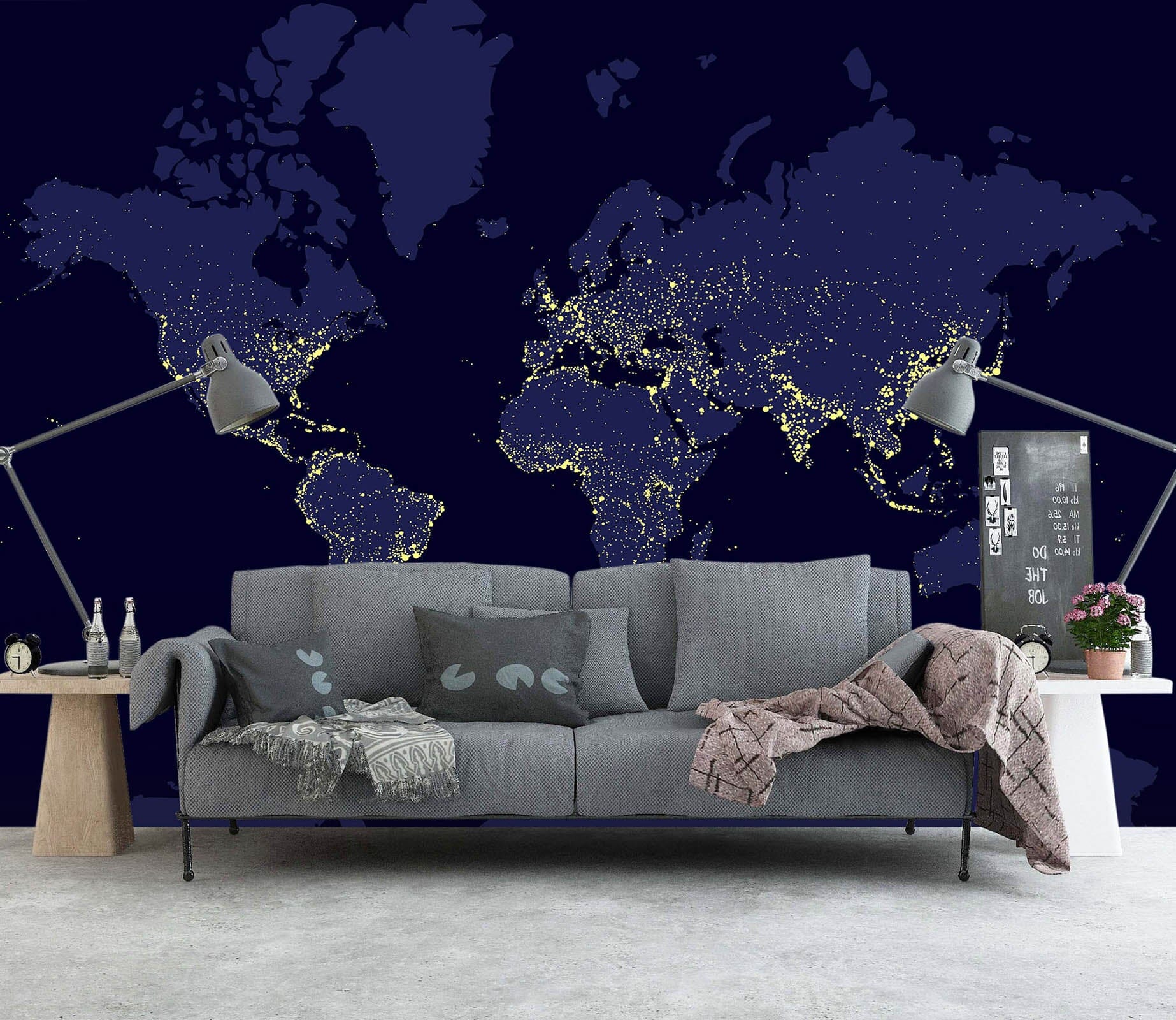 3D Black World 2063 World Map Wall Murals Wallpaper AJ Wallpaper 2 