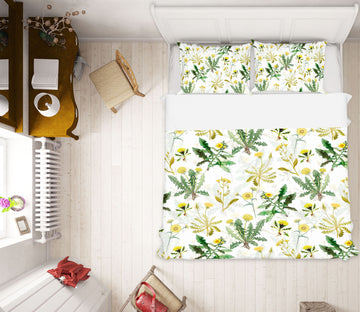 3D Yellow Flower Leaves 18215 Uta Naumann Bedding Bed Pillowcases Quilt