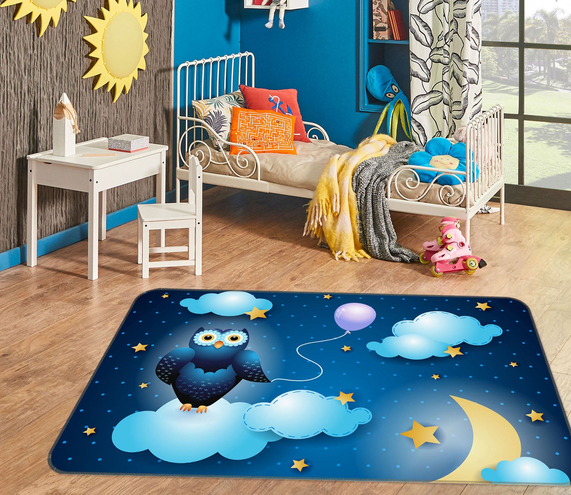 3D Owl Moon 35217 Non Slip Rug Mat
