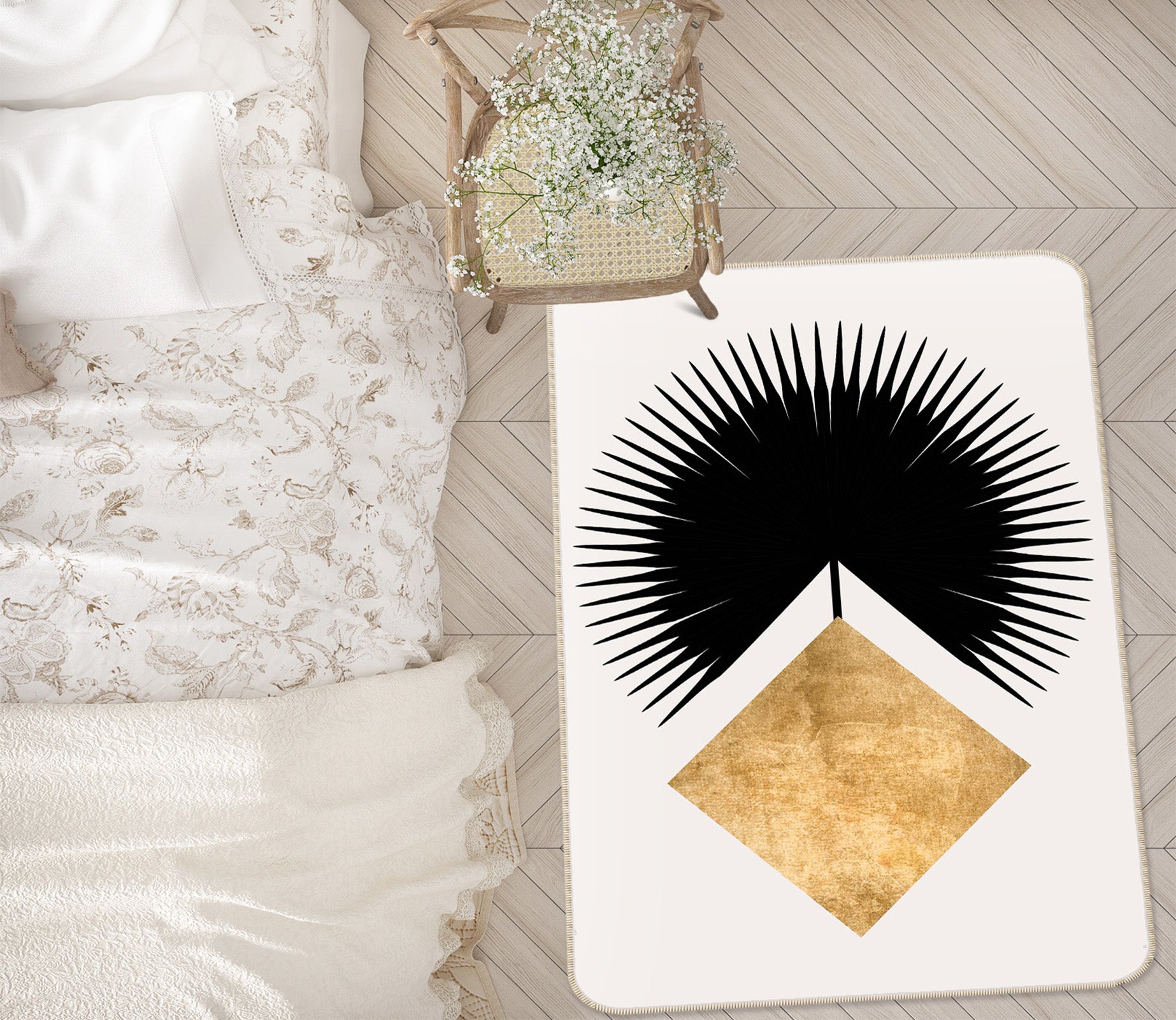 3D Golden Diamond 1111 Boris Draschoff Rug Non Slip Rug Mat