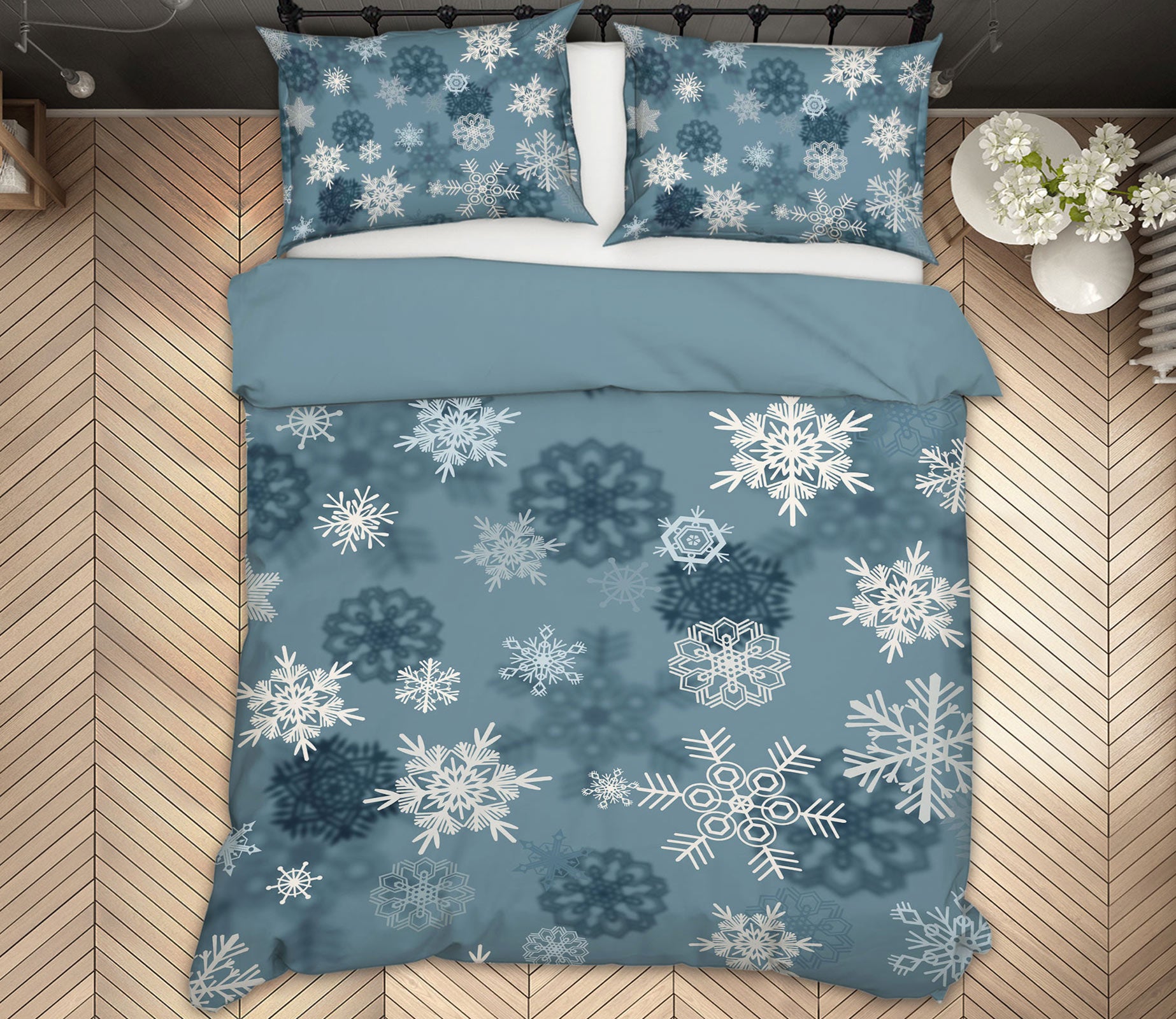 3D Snowflake 14021 Bed Pillowcases Quilt