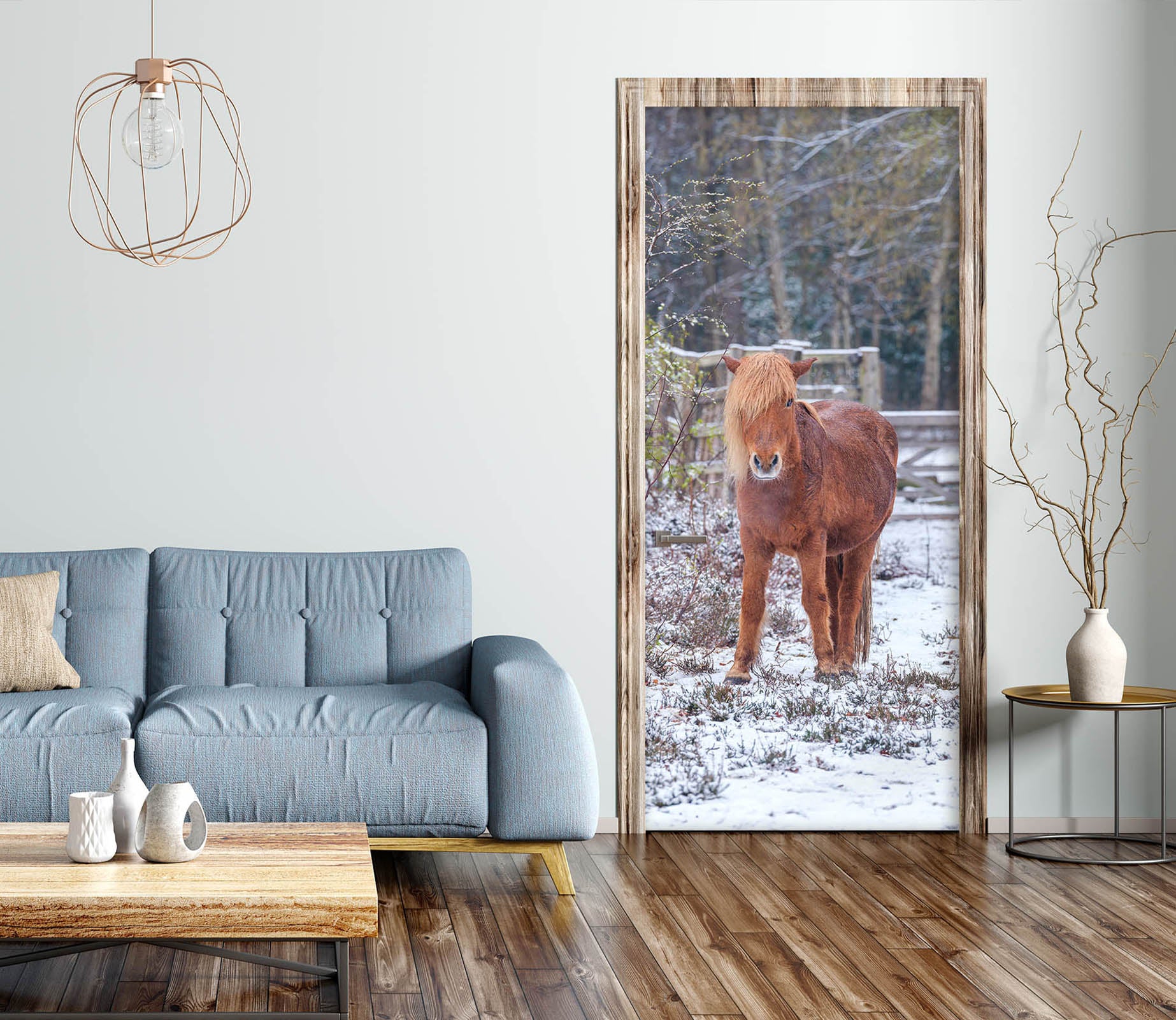 3D Brown Pony 5145 Assaf Frank Door Mural