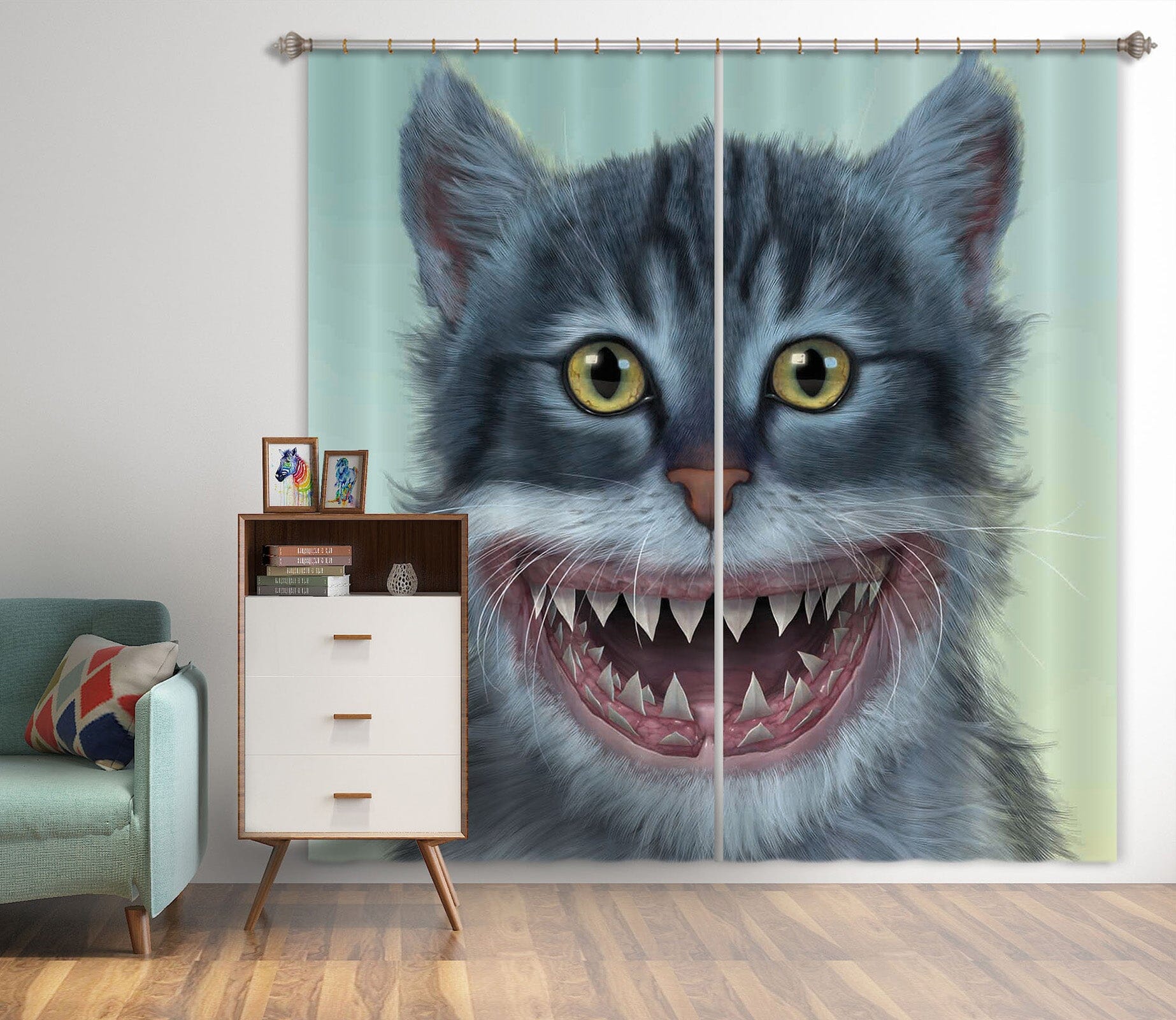 3D Sharkitten 071 Vincent Hie Curtain Curtains Drapes Curtains AJ Creativity Home 
