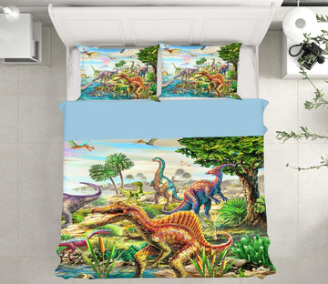 3D Dinosaur Forest 2124 Adrian Chesterman Bedding Bed Pillowcases Quilt Quiet Covers AJ Creativity Home 