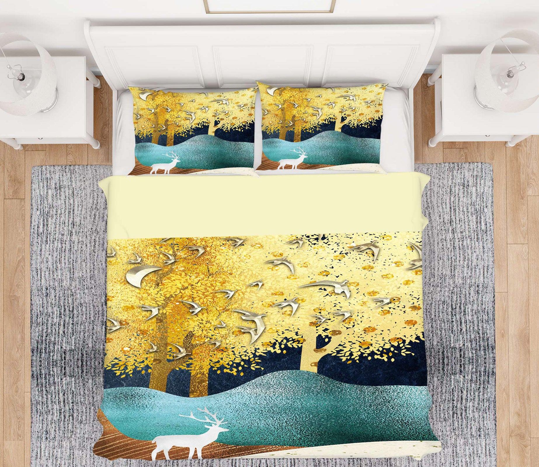 3D Golden Tree 12093 Bed Pillowcases Quilt
