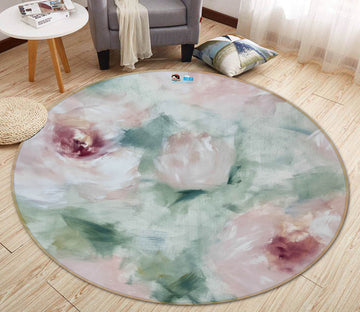 3D Pink Flower 4036 Skromova Marina Rug Round Non Slip Rug Mat