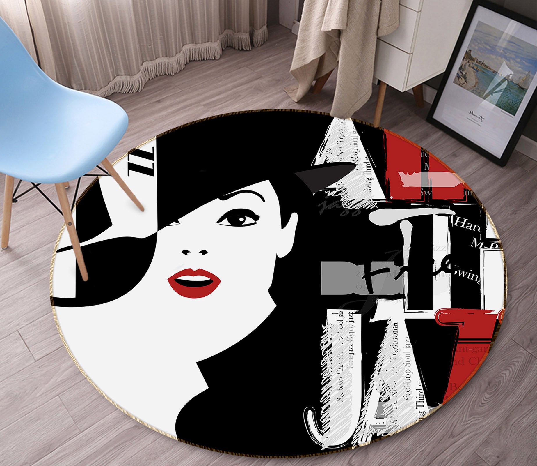 3D Beautiful Girl 37017 Round Non Slip Rug Mat